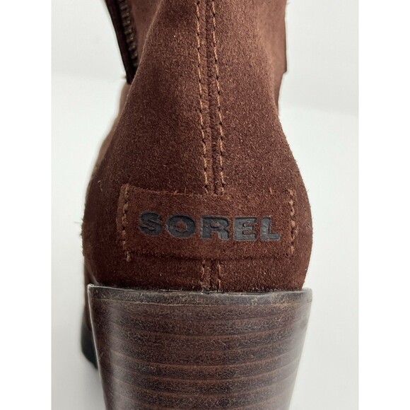Sorel After Hours Brown Suede Wedge Booties Women’s Ankle Heel Boots Size 8.5 - Picture 7 of 11